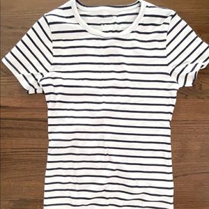 Jcrew t-shirt NWT fine rib cotton t shirt white/black stripe size S